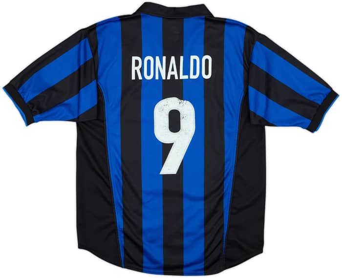 1998-99 Inter Milan Home Shirt Ronaldo #9 - 6/10 - (XL.Boys)