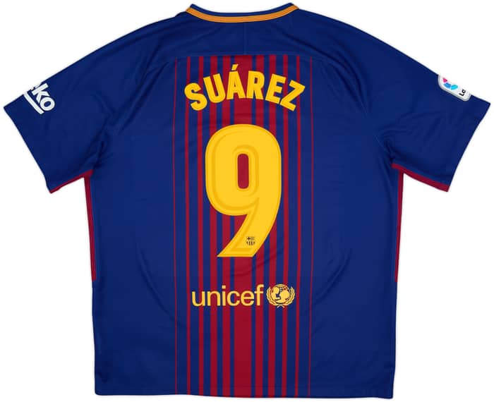 2017-18 Barcelona Home Shirt Suarez #9 - 8/10 - (XL)