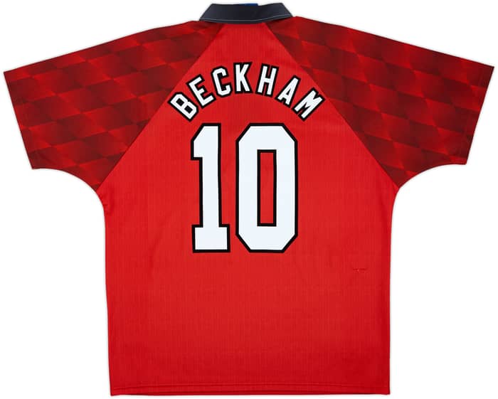 1996-98 Manchester United Home Shirt Beckham #10 - 7/10 - (L)