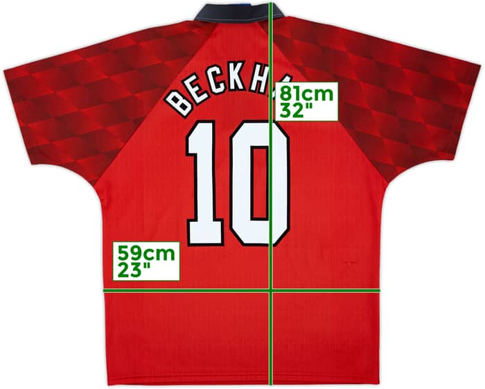 1996-98 Manchester United Home Shirt Beckham #10 - 7/10 - (L)
