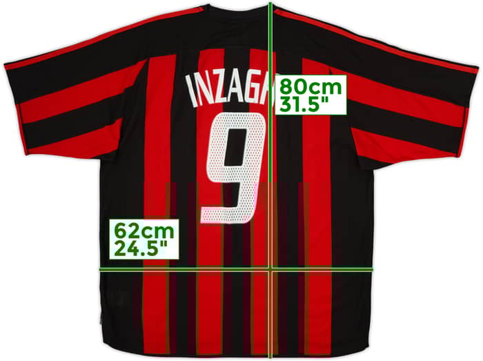 2003-04 AC Milan Home Shirt Inzaghi #9 - 7/10 - (XL)