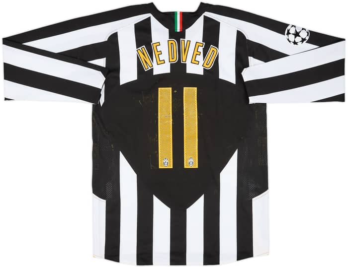 2005-06 Juventus Match Issue Champions League Home L/S Shirt Nedved #11