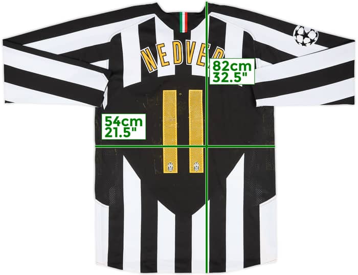 2005-06 Juventus Match Issue Champions League Home L/S Shirt Nedved #11