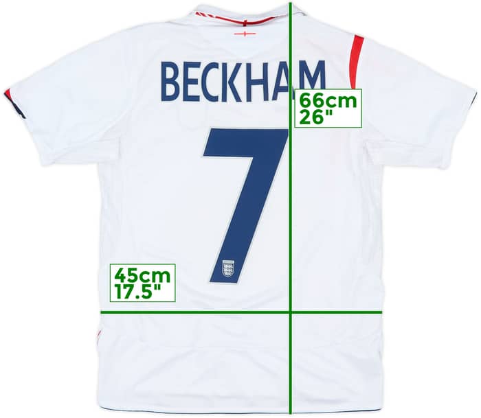 2005-07 England Home Shirt Beckham #7 - 7/10 - (XL.Boys)