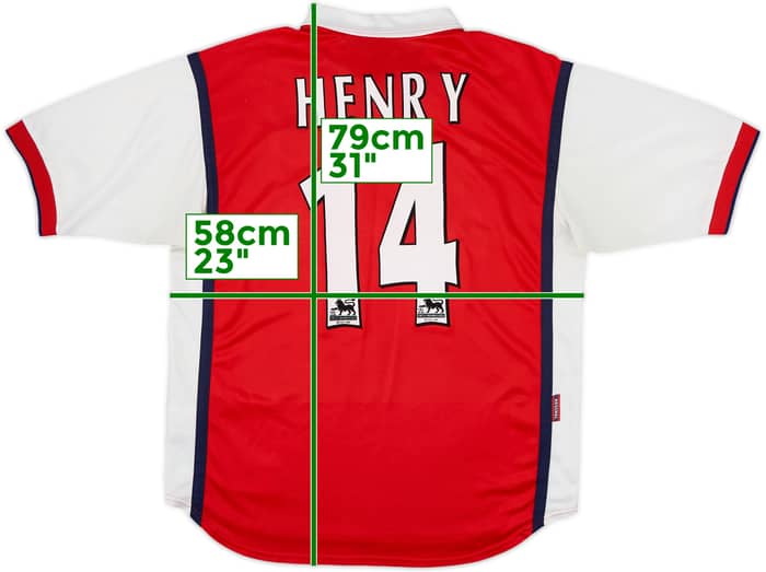 1999-00 Arsenal Home Shirt Henry #14 - 6/10 - (L)