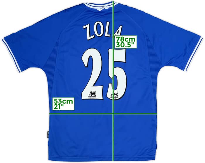 1999-01 Chelsea Signed Home Shirt Zola #25 - 9/10 - (L)