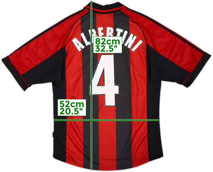 1998-00 AC Milan Home Shirt Albertini #4 - 7/10 - (M)