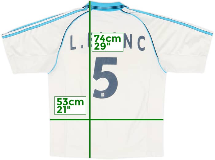 1998-99 Olympique Marseille Home Shirt L. Blanc #5 - 4/10 - (M)