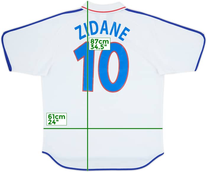 Camiseta de visitante de Francia 2000-02 Zidane #10 - 6/10 - (XL)