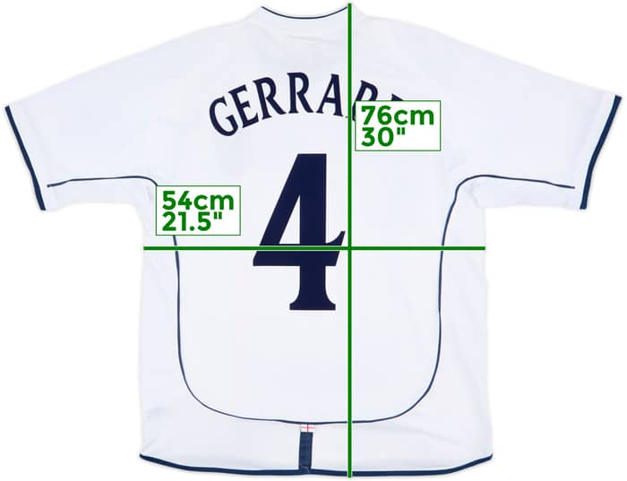 2001-03 England Home Shirt Gerrard #4 - 6/10 - (L)