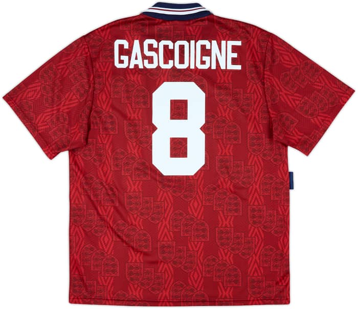 1993-95 England Away Shirt Gascoigne #8 - 9/10 - (XL)