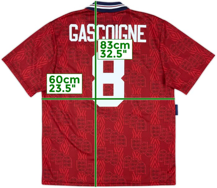 1993-95 England Away Shirt Gascoigne #8 - 9/10 - (XL)