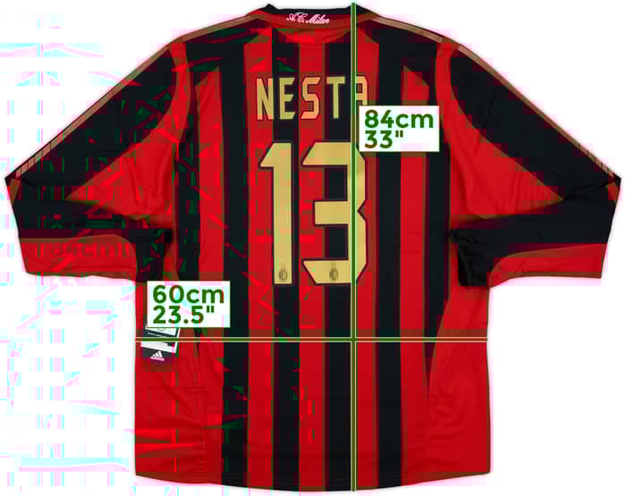 2005-06 AC Milan Player Issue Home L/S Shirt Nesta #13 (XL)