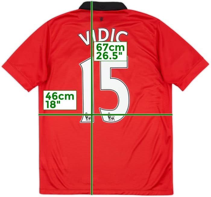 2013-14 Manchester United Home Shirt Vidic #15 - 8/10 - (XL.Boys)