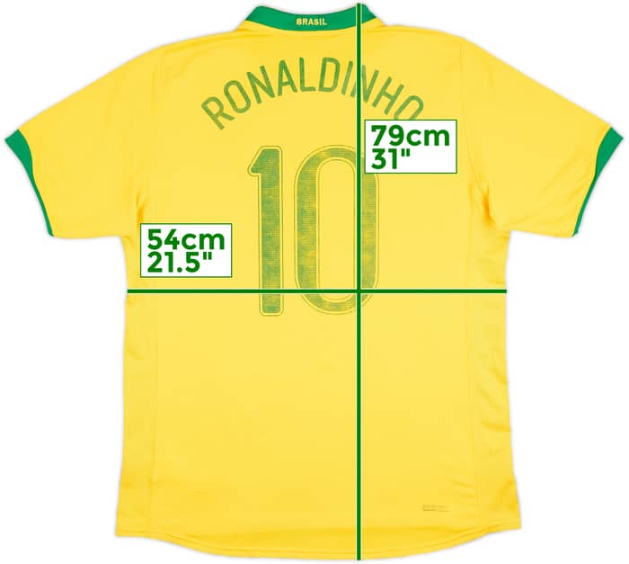 2006-08 Brazil Home Shirt Ronaldinho #10 - 5/10 - (L)