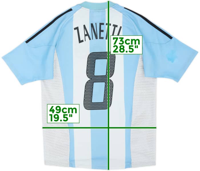 2002-04 Argentina Home Shirt Zanetti #8 - 5/10 - (M)