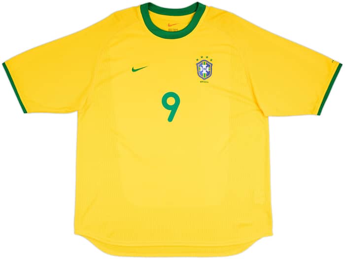 2000-02 Brazil Home Shirt Ronaldo #9 - 9/10 - (XL)