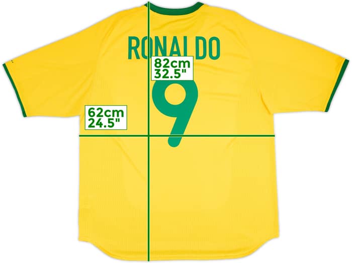 2000-02 Brazil Home Shirt Ronaldo #9 - 9/10 - (XL)