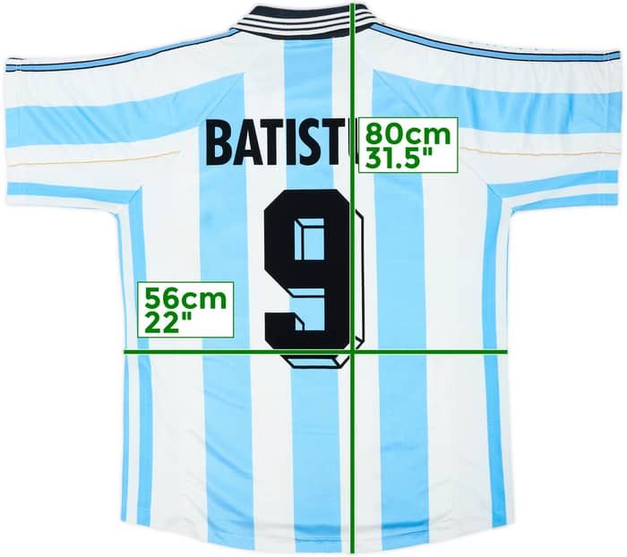1998-99 Argentina Home Shirt Batistuta #9 - 6/10 - (M)