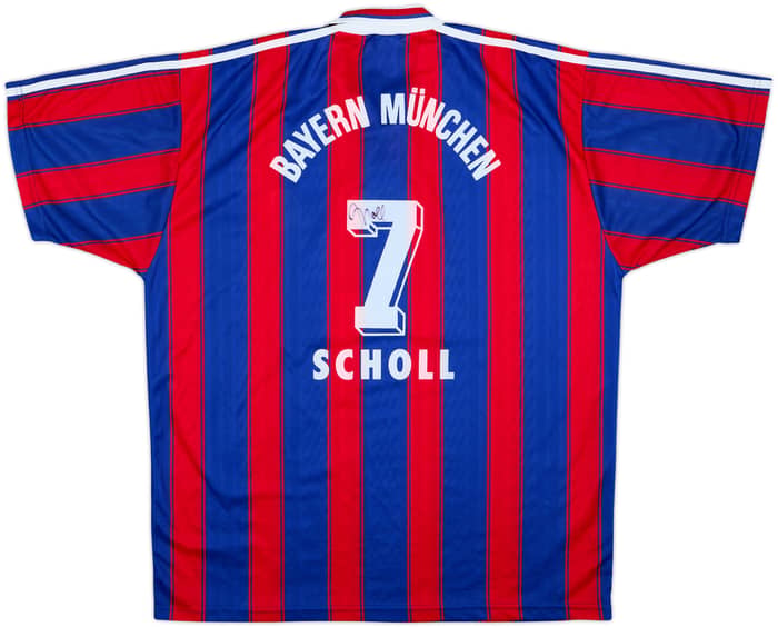 1995-97 Bayern Munich Signed Home Shirt Scholl #7 - 9/10 - (XL)