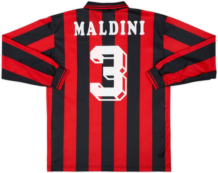 1995-96 AC Milan Home L/S Shirt Maldini #3 - 7/10 - (S)