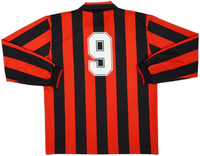 1990-91 AC Milan Home L/S Shirt #9 - 6/10 - (XL)
