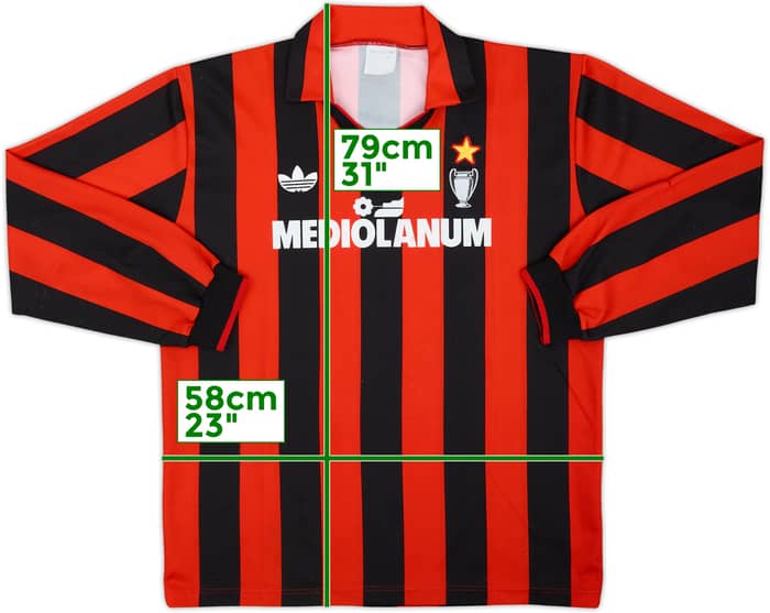 1990-91 AC Milan Home L/S Shirt #9 - 6/10 - (XL)