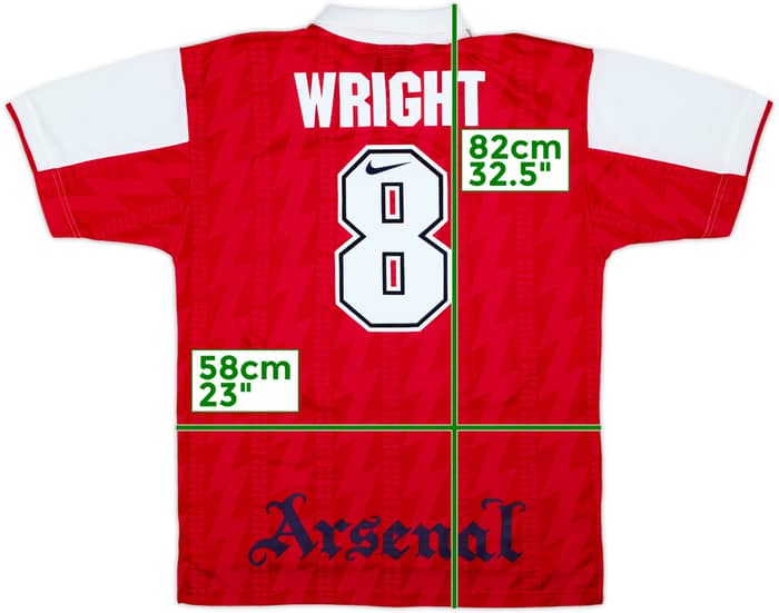 1994-96 Arsenal Home Shirt Wright #8 - 8/10 - (XL)