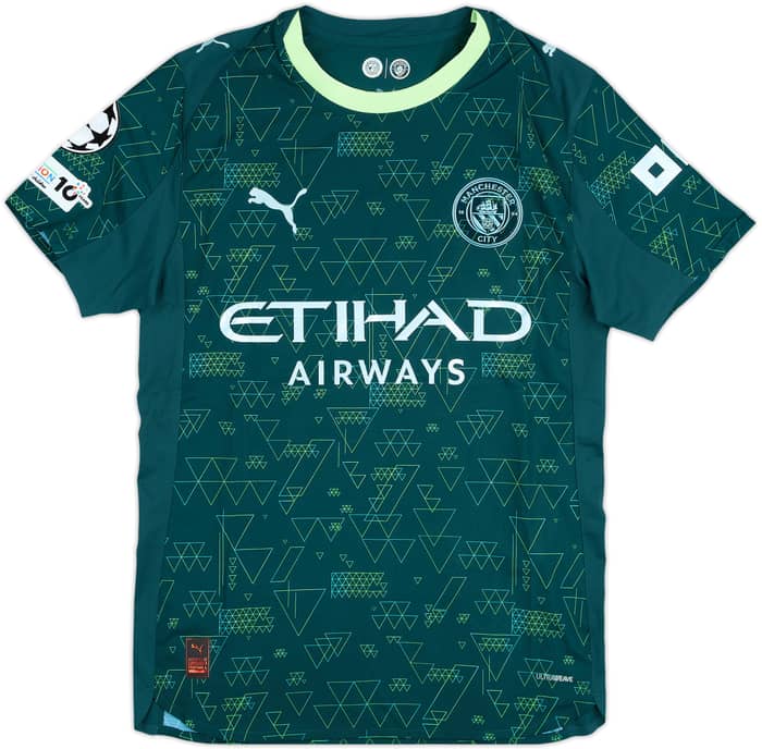 2025-26 Manchester City Match Issue Champions League Fourth Shirt Bobb #52