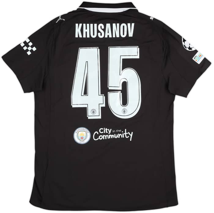 2025-26 Manchester City Match Issue Champions League Away Shirt Khusanov #45