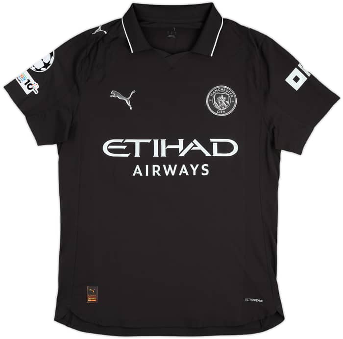 2025-26 Manchester City Match Issue Champions League Away Shirt Khusanov #45