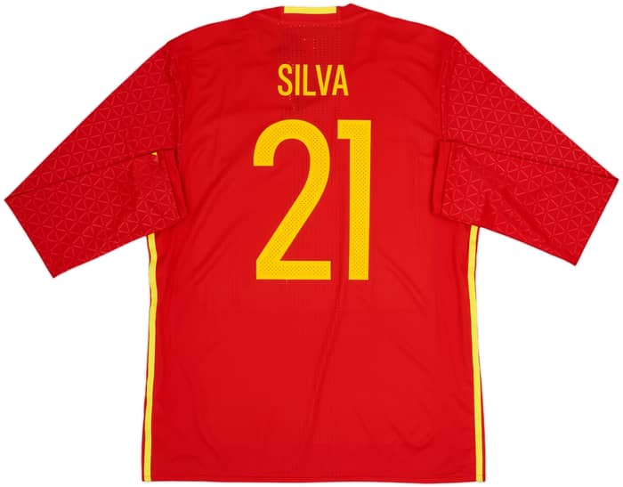 2016-17 Spain Player Issue Home L/S Shirt Silva #21 (XL)