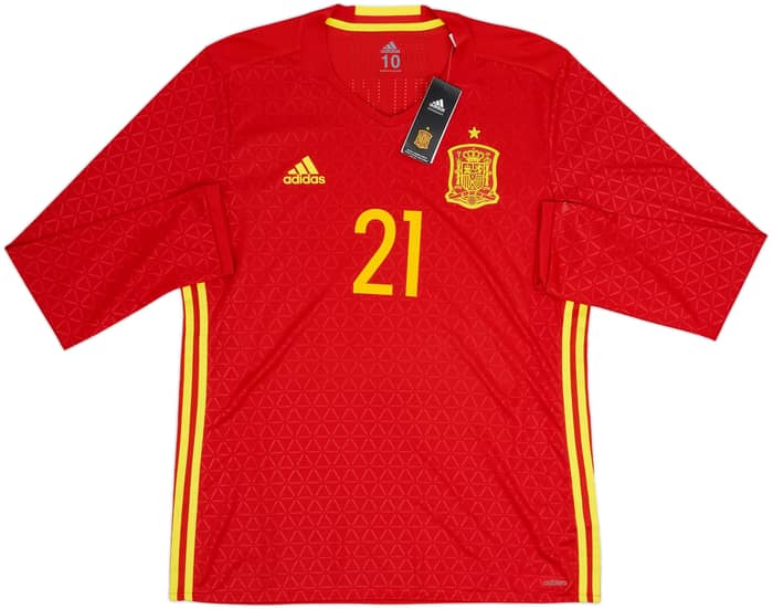 2016-17 Spain Player Issue Home L/S Shirt Silva #21 (XL)