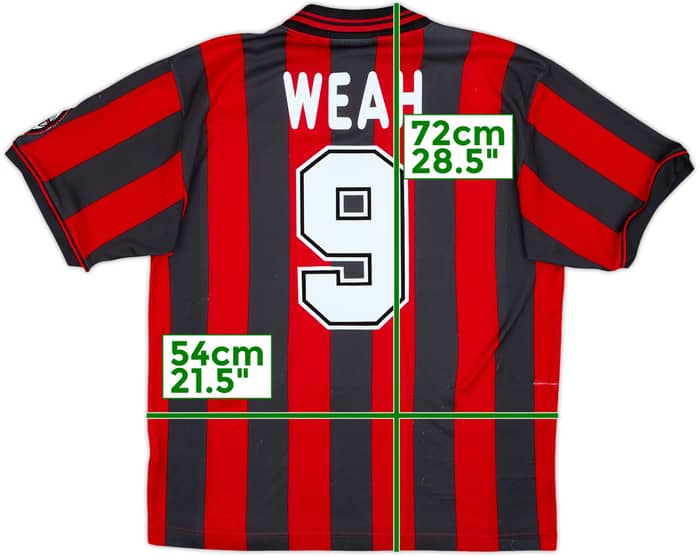 1996-97 AC Milan Home Shirt Weah #9 - 8/10 - (M)