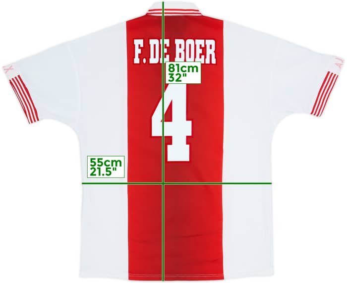 1997-98 Ajax Home Shirt F. De Boer #4 - 7/10 - (L)