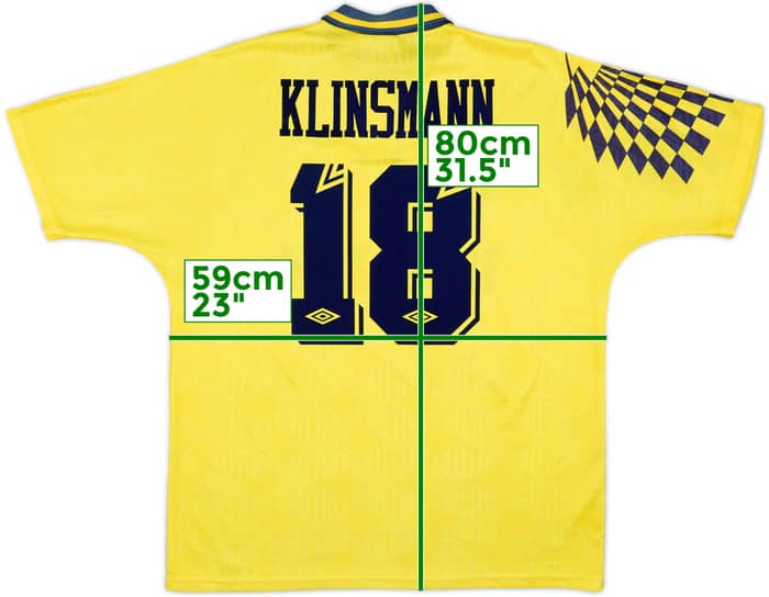 1991-95 Tottenham Away Shirt Klinsmann #18 - 9/10 - (XL)