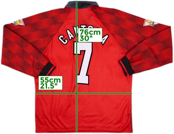 1996-98 Manchester United Home L/S Shirt Cantona #7 - 8/10 - (L)