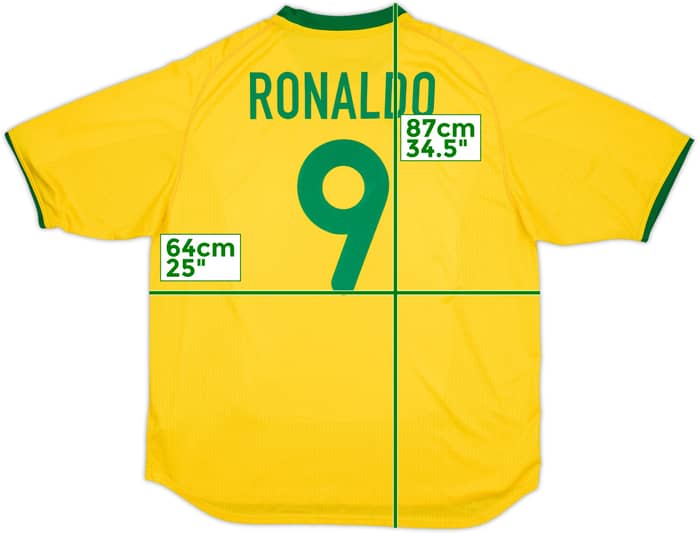 2000-02 Brazil Home Shirt Ronaldo #9 - 8/10 - (XXL)