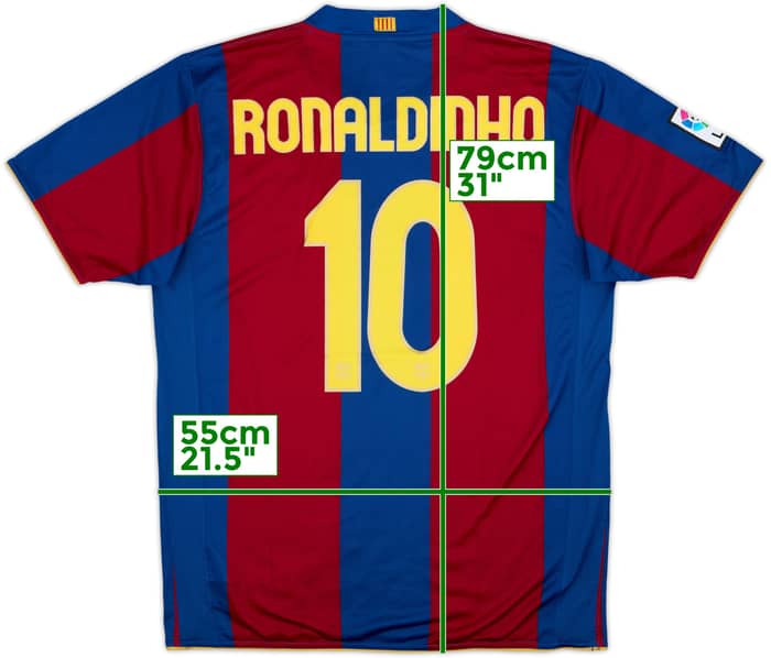 2007-08 Barcelona Home Shirt Ronaldinho #10 - 7/10 - (L)