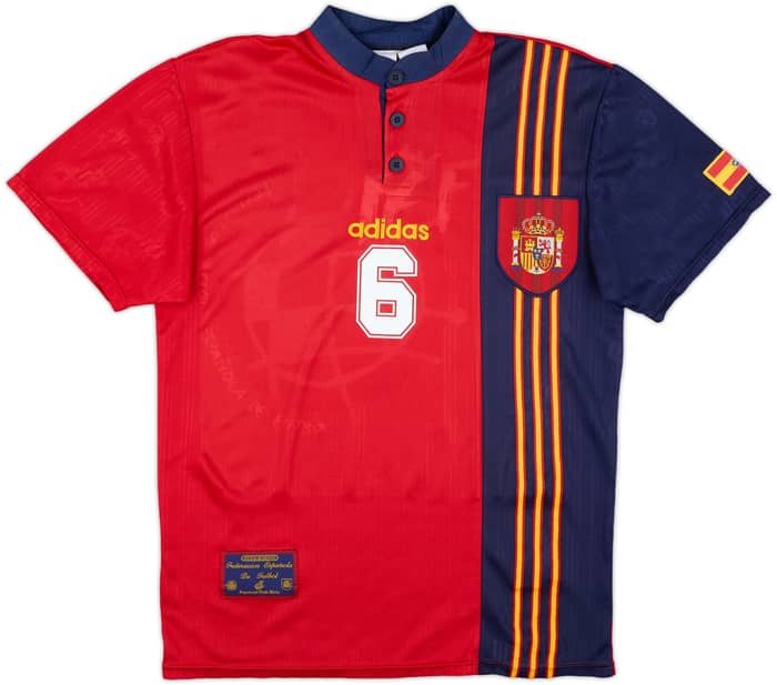 1996-98 Spain Home Shirt R.Hierro #6 - 8/10 - (M)