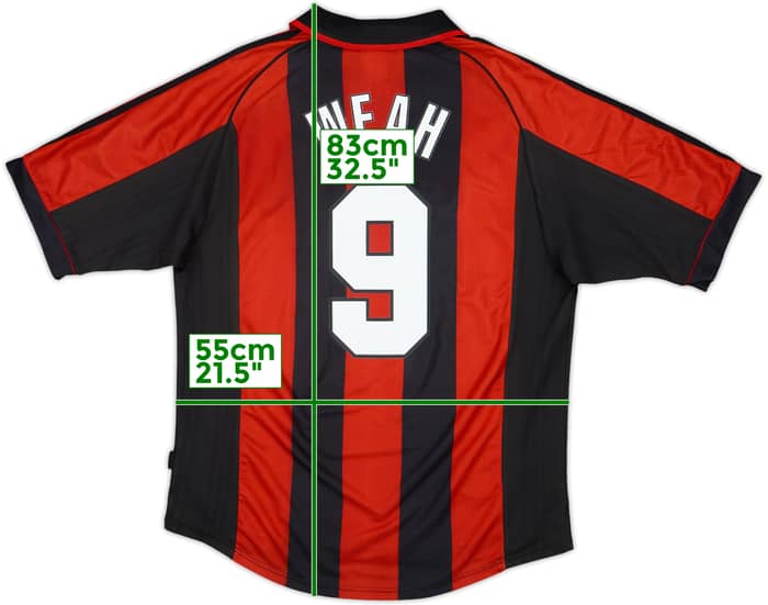 1998-00 AC Milan Home Shirt Weah #9 - 8/10 - (XL)