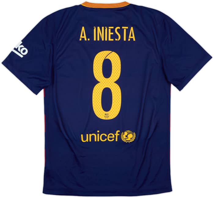 2015-16 Barcelona Basic Home Shirt A.Iniesta #8 - 8/10 - (S)