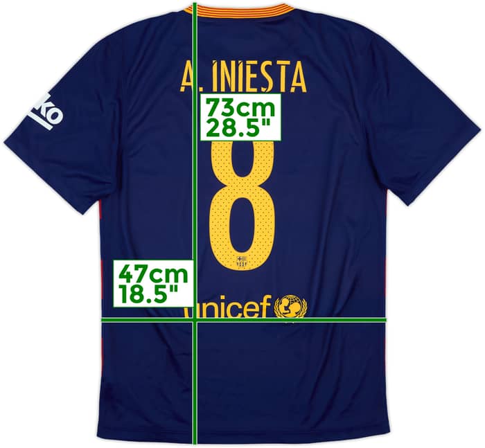 2015-16 Barcelona Basic Home Shirt A.Iniesta #8 - 8/10 - (S)