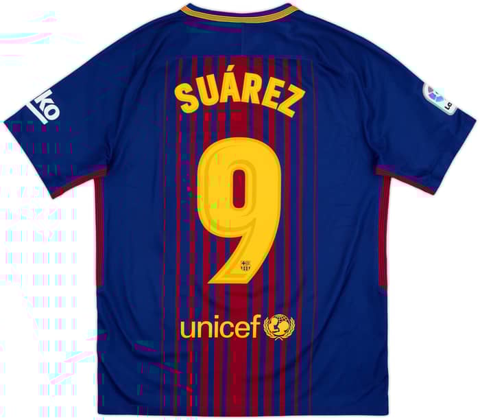 2017-18 Barcelona Home Shirt Suarez #9 - 8/10 - (M)