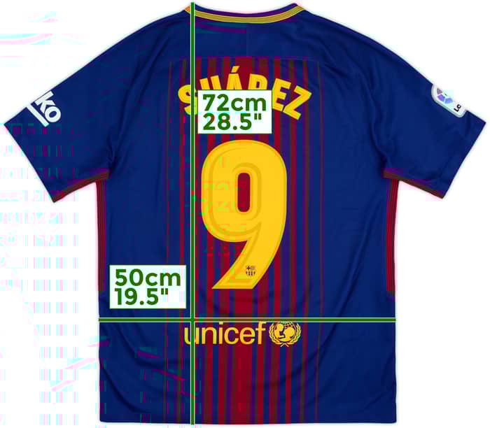 2017-18 Barcelona Home Shirt Suarez #9 - 8/10 - (M)