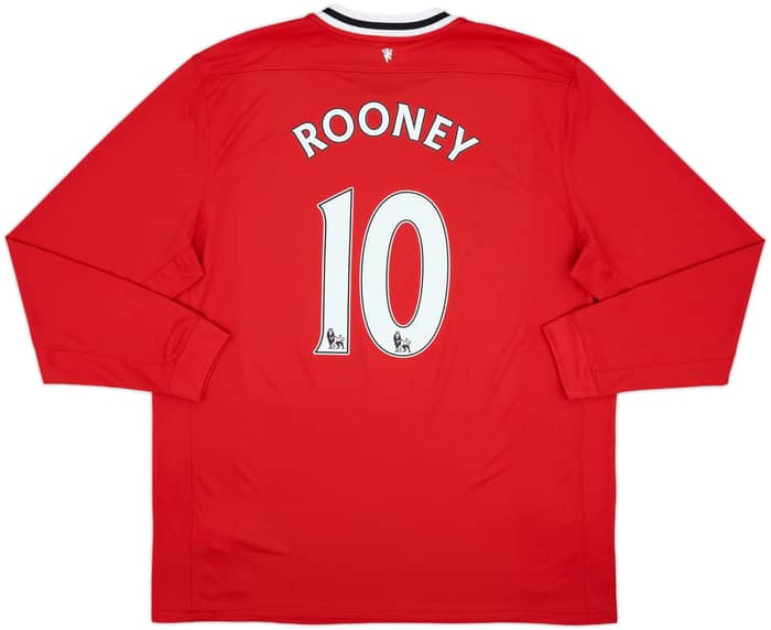 2011-12 Manchester United Home L/S Shirt Rooney #10 - 8/10 - (XXL)