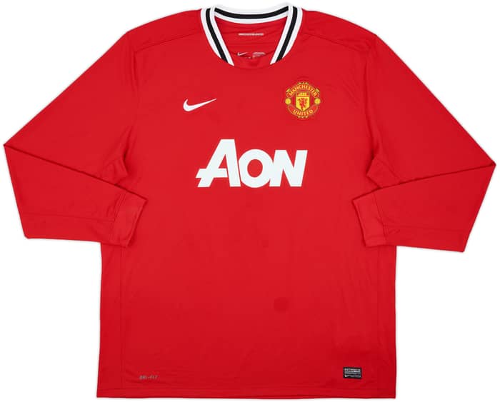 2011-12 Manchester United Home L/S Shirt Rooney #10 - 8/10 - (XXL)