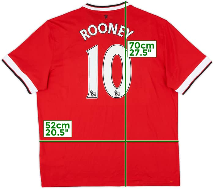 2014-15 Manchester United Home Shirt Rooney #10 - 9/10 - (XL)