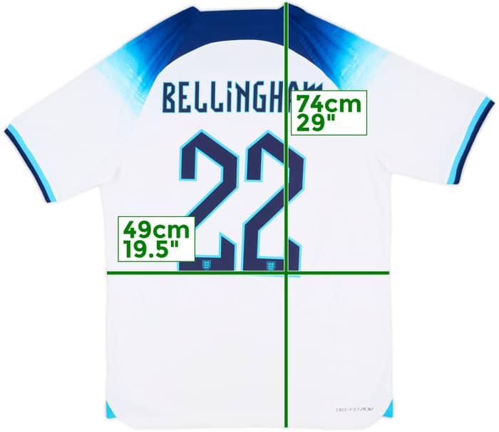 2022-23 England Authentic Home Shirt Bellingham #22 - 7/10 - (M)