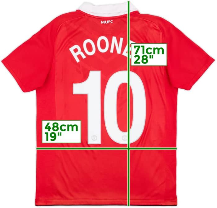 2010-11 Manchester United Home Shirt Rooney #10 - 9/10 - (XL.Boys)